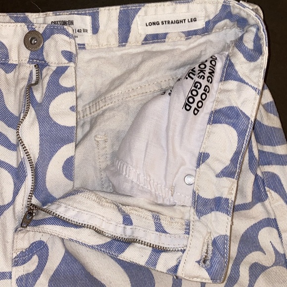 Cotton On Size 8 Long Straight Jeans In Blue Swirl - Picture 9 of 15